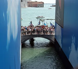Italy, Venice, Tourist on Bridge of Sighs Italy, Venice, Tourist on Bridge of Sighs