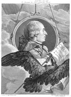 Jacques Alexander Cesar Charles (1746-83) French physicist. Print celebrating the Jacques Alexander Cesar Charles (1746-83) French physicist. Print celebrating the