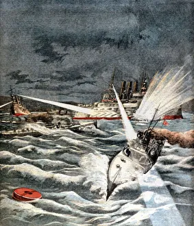 Japanese torpedo boats making attack Japanese torpedo boats making attack