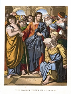 Jesus defending the woman taken in adultery against the Scribes and the Pharisees Jesus defending the woman taken in adultery against the Scribes and the Pharisees