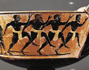 Kantharos depicting athletes running Kantharos depicting athletes running