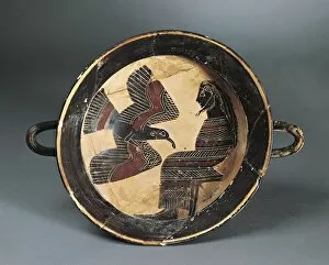 Roman God Gallery: Kylix (wine pottery) depicting Zeus and the eagle, from the city shipyard