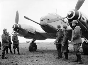 The latest type of messerschmitt captured by soviet troops on an enemy airdrome The latest type of messerschmitt captured by soviet troops on an enemy airdrome
