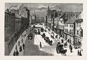 Briggate Gallery: Leeds, Briggate, from the Railway Bridge, Uk