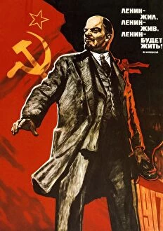 Soviet Collection: Lenin lived, Lenin lives, Long live Lenin, Soviet propaganda poster by Viktor