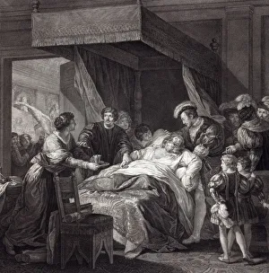 Leonardo on his death bed. Leonardo da Vinci (1452-1519), Italian polymath: painter Leonardo on his death bed. Leonardo da Vinci (1452-1519), Italian polymath: painter