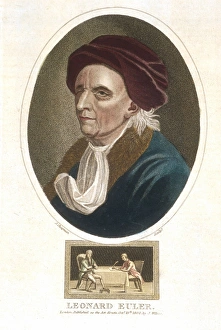 Leonhard (1707-1783) Euler. Swiss mathematician. Hand-coloured engraving, London, 1816 Leonhard (1707-1783) Euler. Swiss mathematician. Hand-coloured engraving, London, 1816