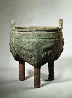 Li ding (tripod vessel), Shang dynasty, bronze