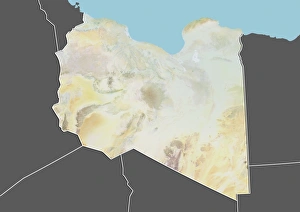 Libya, Relief Map With Border and Mask Libya, Relief Map With Border and Mask