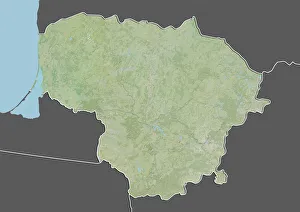 Lithuania, Relief Map With Border and Mask Lithuania, Relief Map With Border and Mask