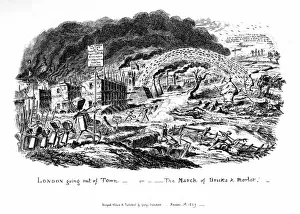 London going out of Town - or The March of Bricks and Mortar'. Etching by London going out of Town - or The March of Bricks and Mortar'. Etching by