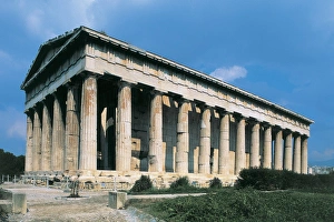 Low angle view of a temple, Temple Of Hephaestus, Ancient Agora, Athens, Greece Low angle view of a temple, Temple Of Hephaestus, Ancient Agora, Athens, Greece