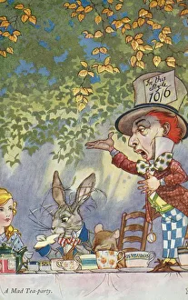 A Mad Tea-Party Postcard by Charles Folkard, Based on Alice in Wonderland by Lewis A Mad Tea-Party Postcard by Charles Folkard, Based on Alice in Wonderland by Lewis