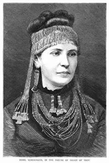 Madame Schliemann wearing jewellery excavated by her husband at Mycenae. Schliemann Madame Schliemann wearing jewellery excavated by her husband at Mycenae. Schliemann