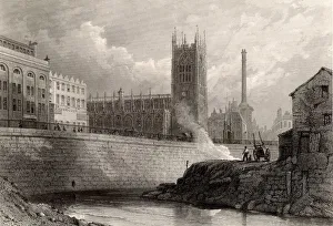 Manchester, England, from the River Irwell, showing the new buildings, including Manchester, England, from the River Irwell, showing the new buildings, including