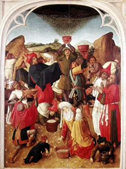 Manna'. Israelites in the wilderness receiving manna from heaven. Dutch School Manna'. Israelites in the wilderness receiving manna from heaven. Dutch School