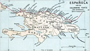 Map of Espanola with the Columbine Forts and settlements Map of Espanola with the Columbine Forts and settlements