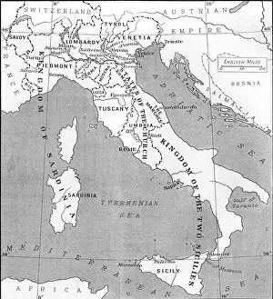 Map of Italy in 1815. From the book Europe in the Nineteenth Century an Outline History, published 1916 Map of Italy in 1815. From the book Europe in the Nineteenth Century an Outline History, published 1916