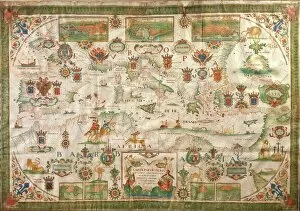 Images Dated 12th March 2014: Map of Mediterranean Sea by Francois Ollive, Marseille, 1664