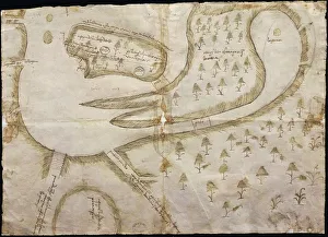 Map of the port of Puerto Rico and Santo Domingo, drawing by Figueroa, 1519 Map of the port of Puerto Rico and Santo Domingo, drawing by Figueroa, 1519