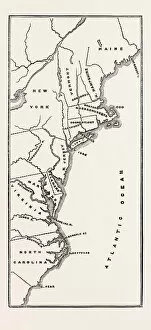 Map To Show Position Of The Early Settlements In North America