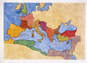 Map of Roman empire under Emperor Diocletian rule (AD 284-305), drawing Map of Roman empire under Emperor Diocletian rule (AD 284-305), drawing
