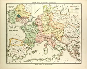 Images Dated 15th August 2013: MAP OF SOUTH AND WEST EUROPE AFTER 843 A.D