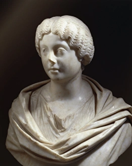 Marble bust of Faustina Younger wife to Marcus Aurelius, from Lamunia, 125-176 a.d Marble bust of Faustina Younger wife to Marcus Aurelius, from Lamunia, 125-176 a.d