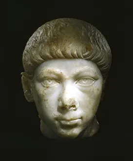 Marble portrait bust of Valentinian II or his half-brother Gratian: c. 375. Byzantine Marble portrait bust of Valentinian II or his half-brother Gratian: c. 375. Byzantine