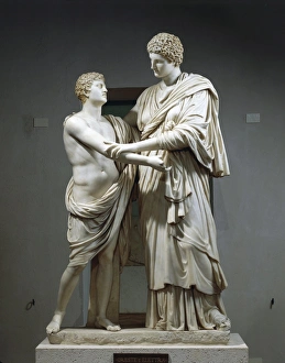 Marble sculptural group portraying Orestes and Electra Marble sculptural group portraying Orestes and Electra