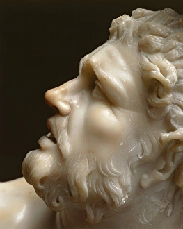 Marble statue of kneeling Gaul, head detail, Roman copy of Pergamon school original Marble statue of kneeling Gaul, head detail, Roman copy of Pergamon school original