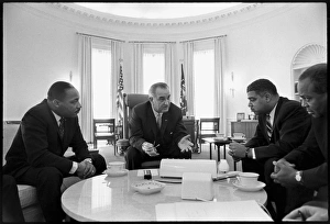 Martin L King Jr, L. Johnson and J. Abernathy Martin L King Jr, L. Johnson and J. Abernathy