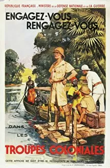 World War Ii Gallery: Maurice Toussaint poster advertising colonial recruitment, from World War II, 1938