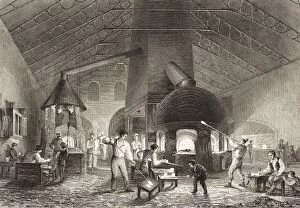 Men and boys at Aspley Pellatts Falcon Glass Works, Holland Street, Blackfriars, London, 1842