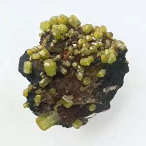 Mimetite in prismatic crystal form, close-up Mimetite in prismatic crystal form, close-up