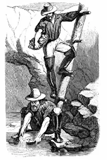 Miners panning for gold during Californian Gold Rush