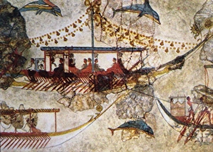 Minoans Traders: wall painting from Acrotiri in Thera (Santorini) showing Minoan ships Minoans Traders: wall painting from Acrotiri in Thera (Santorini) showing Minoan ships