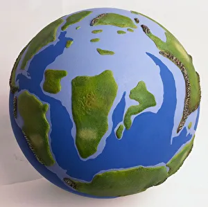 Model, globe of the Earth during the Cretaceous period, time of the dinosaurs with Model, globe of the Earth during the Cretaceous period, time of the dinosaurs with