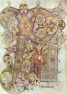 Monogram page from The Book of Kells Christi Auteum Generatio 6th century manuscript Monogram page from The Book of Kells Christi Auteum Generatio 6th century manuscript