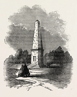 Monument Erected at Wyoming, United States of America, Us, Usa, 1870S Engraving
