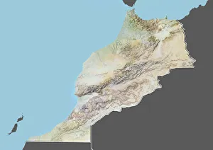 Morocco, Relief Map With Border and Mask Morocco, Relief Map With Border and Mask