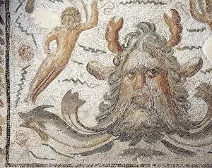 Roman God Gallery: Mosaic depicting the god Oceanus, from Henchir Thyna, ancient Thaenae, Tunisia, detail