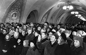 Moscow residents at the opening of the new taganskaya metro station, ussr, january 1950 Moscow residents at the opening of the new taganskaya metro station, ussr, january 1950
