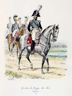 Mounted Captain of the King's guard, 1820. From Histoire de la maison militaire Mounted Captain of the King's guard, 1820. From Histoire de la maison militaire