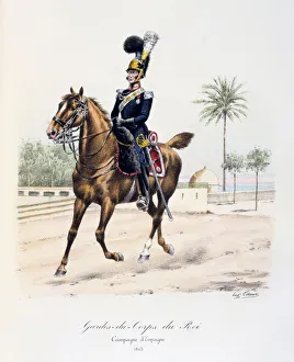 Mounted officer of the Spanish regiment of the Royal guard, 1813. From Histoire de Mounted officer of the Spanish regiment of the Royal guard, 1813. From Histoire de