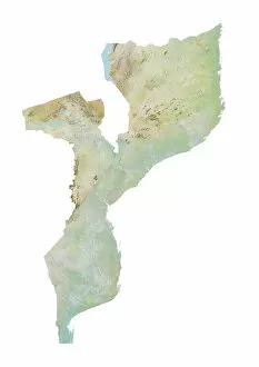 Maps Collection: Mozambique, Relief Map