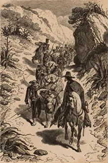 Mule train carrying diamonds mined in Brazil being escorted by a military guard Mule train carrying diamonds mined in Brazil being escorted by a military guard