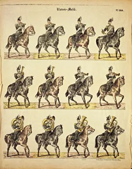Musical band of German Uhlans on horseback, published by Burckardt of Weissemburg Musical band of German Uhlans on horseback, published by Burckardt of Weissemburg