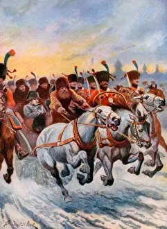 Napoleon retreating from Moscow, 1812. Of the 600, 000 soldiers of his Grande Armee Napoleon retreating from Moscow, 1812. Of the 600, 000 soldiers of his Grande Armee