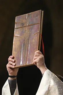 New Testament raised in Notre Dame of Paris cathedral New Testament raised in Notre Dame of Paris cathedral